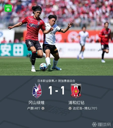 冈山绿雉1-1浦和红钻，卢康破僵，达尼洛-博扎扳平